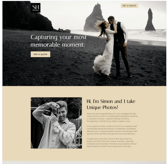 photo funnel landing page