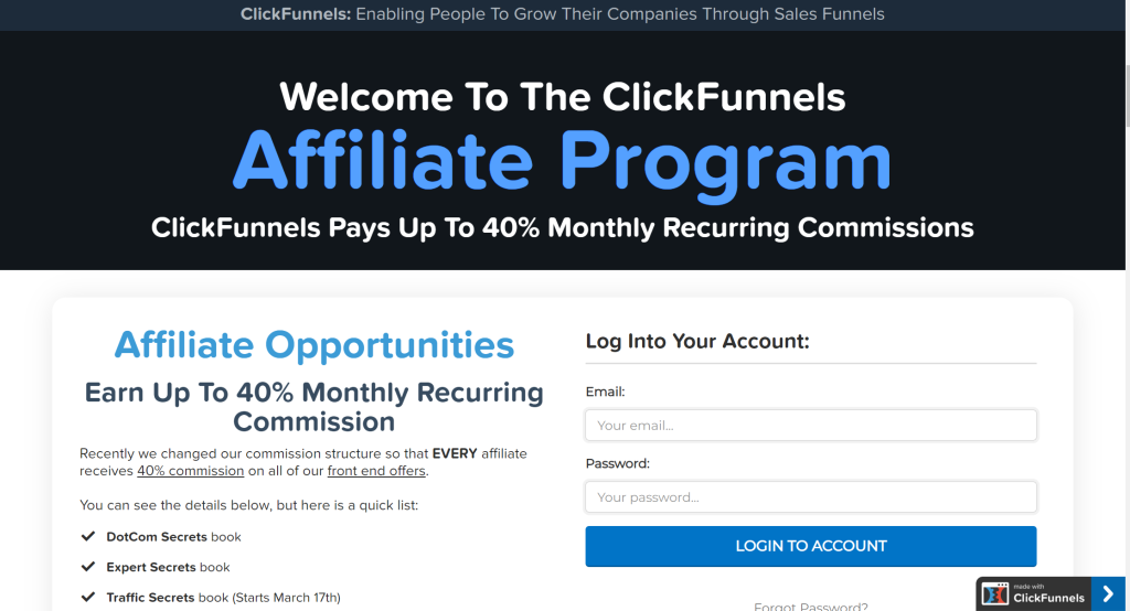 clickfunnels affiliate program commission