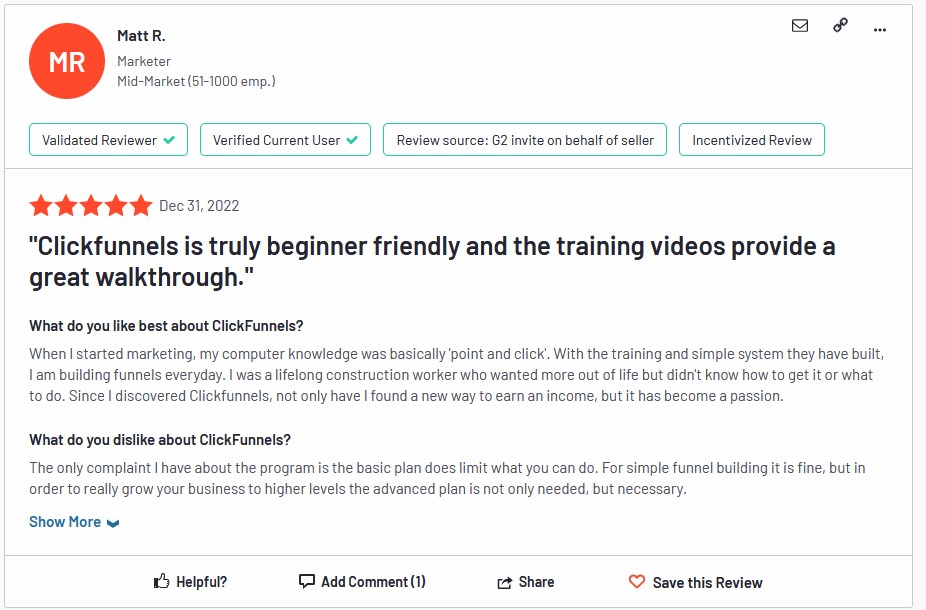 Clickfunnels 2.0 customer review G2