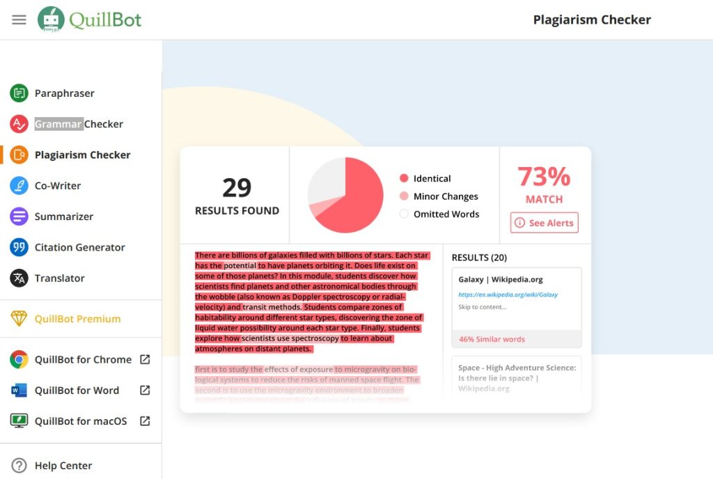 PLAGIARISM CHECKER QUILLBOT