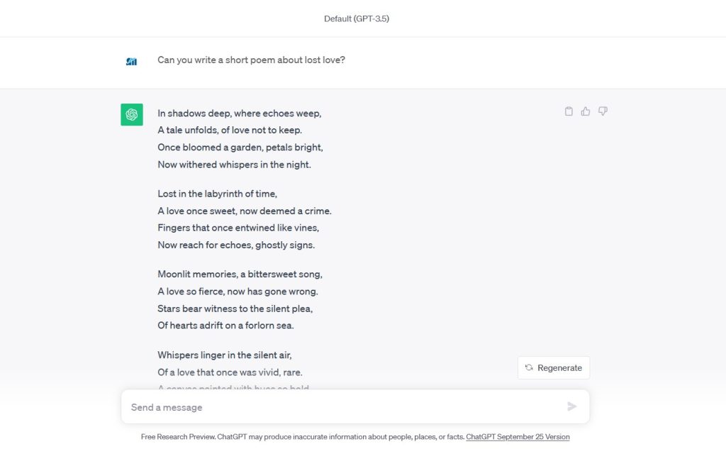 chat gpt for writing poems