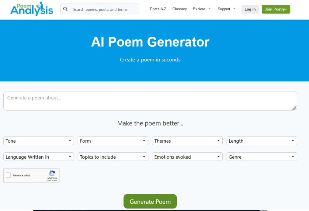 poem analysis poem generator