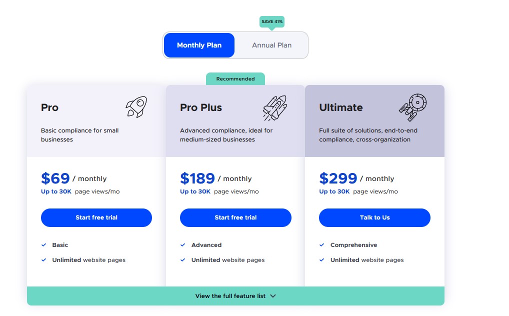 userway monthly plan