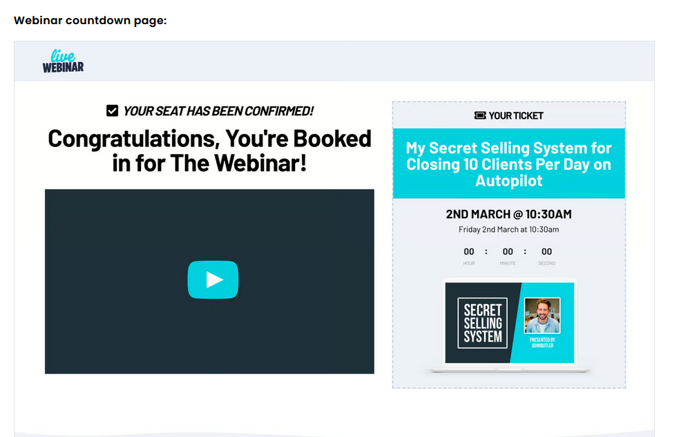 WEBINAR FUNNEL COUNTDOWN PAGE