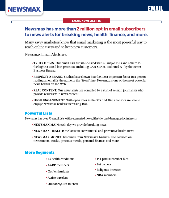 newsmax media kit for newsletters
